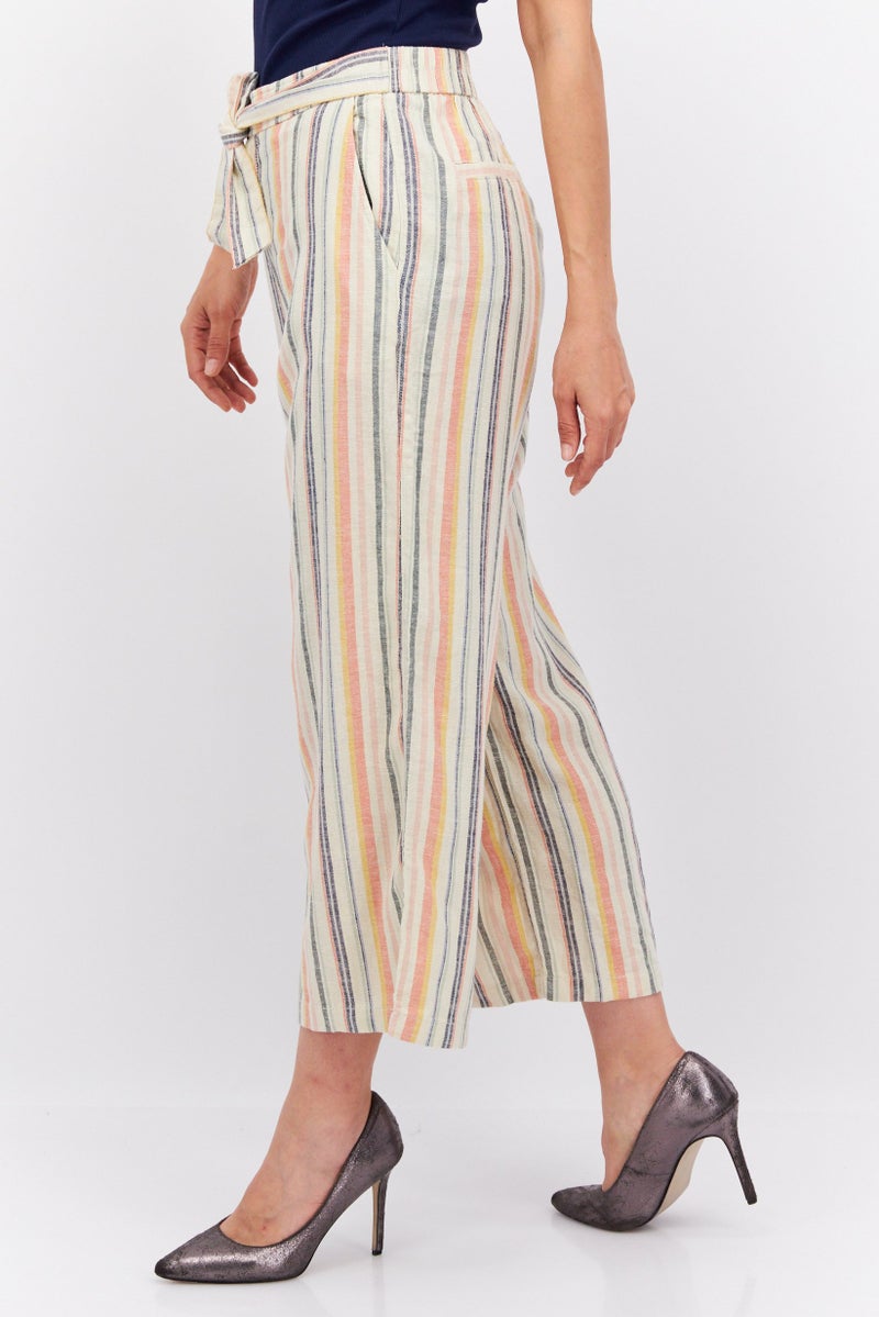 ESPRIT Women Wide Leg Printed Plazo Pants, Beige Combo  - Image 2