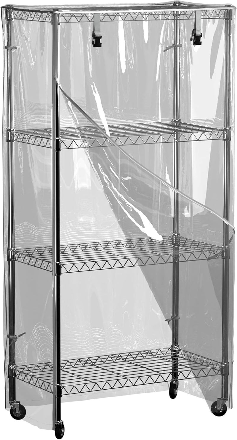IndigoTempest9 Clear PVC Shelf Cover – Fully Visible Waterproof Wire Rack Protector with Zipper, 36" W x 18" D x 72" H, Cover Only - Image 1