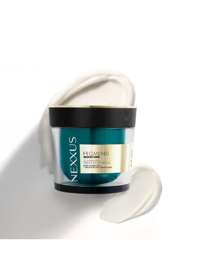 Nexxus Promend Moisture Collagenizing Treatment Mask For Dry Hair 200 ml | 2.3 X Smoother | 57% Less Frizz | Luxury White Rose Fragrance Profile - Image 1