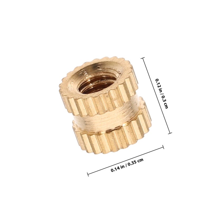 M2x3x3.5mm 60 قطعة صواميل نحاسية مخرّمة مثبتة بفتحات عمياء للتثبيت - Image 3