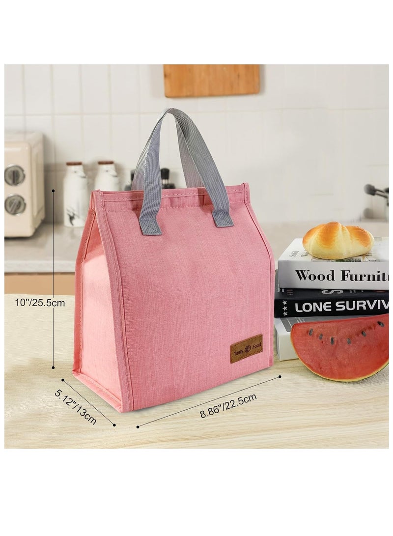 HaHaHai Lunch Bag, Insulated Bento Tote for Women Men Kids, Reusable Leakproof Simple Lunch Box for Work, School, Picnic or Travel (PINK) - Image 2
