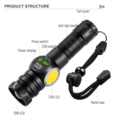 Sarjak 30W White Laser Lamp Most Powerful Rechargeable Torch Light Long Range | Waterproof Emergency LED Light | Camping, Outdoor, Home Use | USB Charging | Self Defense Flashlight - Image 5
