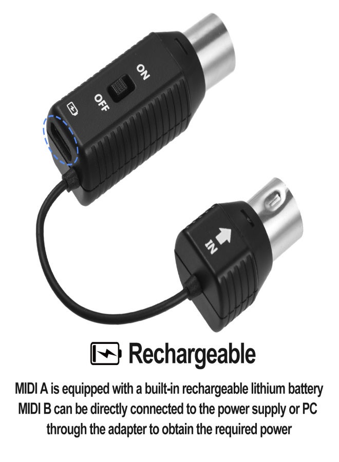 ام- فيفي نظام الإرسال اللاسلكي المصغر M-VAVE MS1، نظام MIDI، محول MIDI لاسلكي، يدعم التوصيل والتشغيل للأجهزة المزودة بواجهة MIDI - Image 2