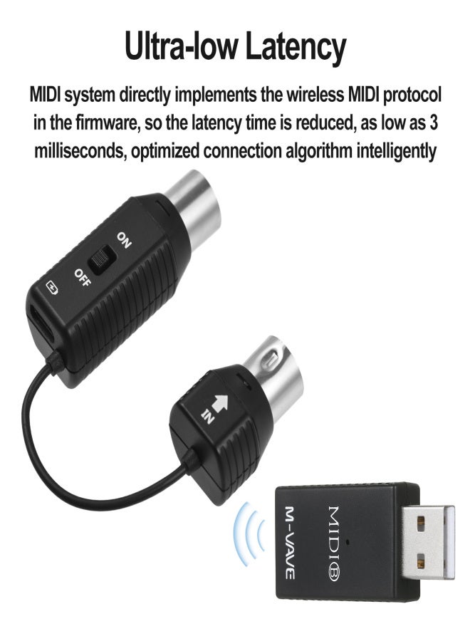 ام- فيفي نظام الإرسال اللاسلكي المصغر M-VAVE MS1، نظام MIDI، محول MIDI لاسلكي، يدعم التوصيل والتشغيل للأجهزة المزودة بواجهة MIDI - Image 5