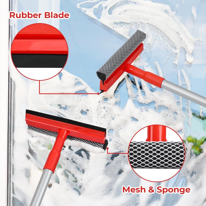 MAVRIZ Windshield Cleaner Tool 2 in 1 Car Window Squeegee with Extendable Handle (18"-28.5") Window Cleaner with Squeegee and Sponge for Shower, Glass Cleaning - Image 3