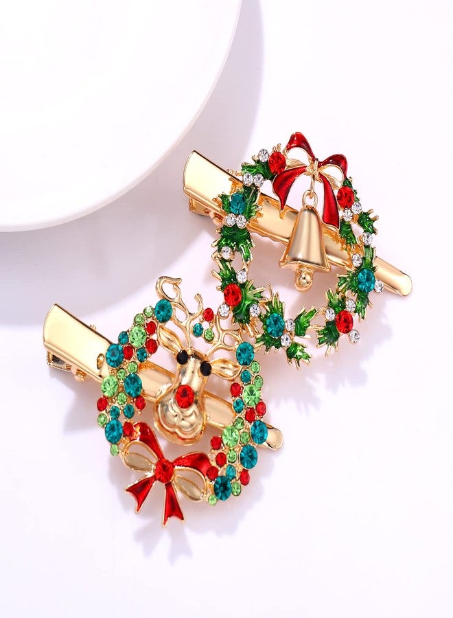 PHALIN 6PCS Christmas Hair Clips for Women Xmas Snowflake Wreath Reindeer Bell Hairpins Rhinestone Holiday Hair Barrettes Festive Costume Hair Accessory Gifts (6PCS Xmas Hair Clip) - Image 5