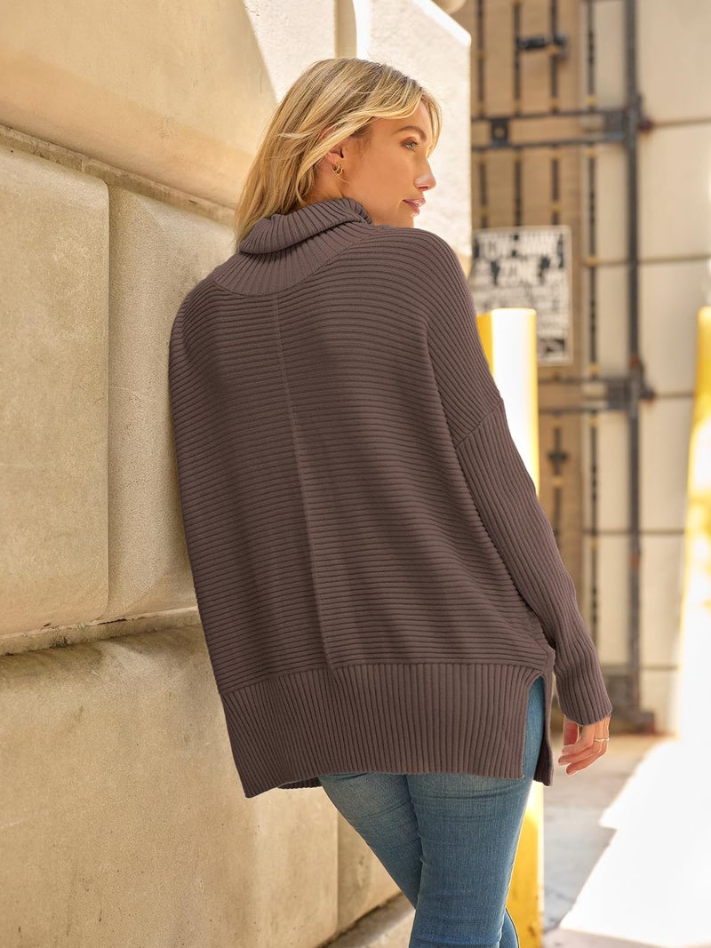 LILLUSORY Womens Turtleneck Oversized Tunic Early Fall Fashion Must Have Sweaters 2025 Casual Long Pullover Plus Size Winter Cute Poncho Cozy Work Old Money Clothes Outfits Clothing Tops Leggings - Image 5
