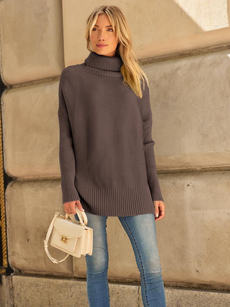 LILLUSORY Womens Turtleneck Oversized Tunic Early Fall Fashion Must Have Sweaters 2025 Casual Long Pullover Plus Size Winter Cute Poncho Cozy Work Old Money Clothes Outfits Clothing Tops Leggings - Image 2