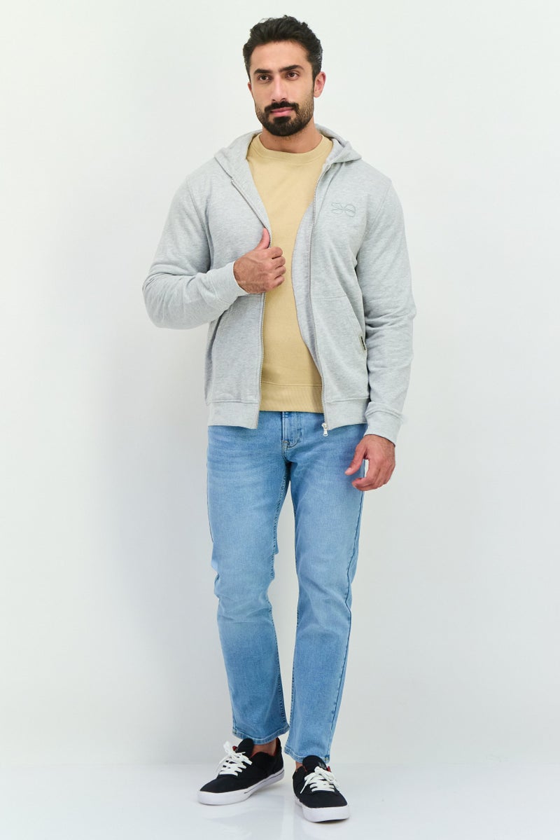 CROSSHATCH Men Hoodie Embroidered Logo Long Sleeves Sweatshirt, Grey - Image 4