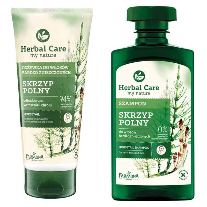 FARMONA Herbal Care: Horsetail shampoo (330 ml) & Horsetail conditioner (200 ml) - for damage hair. Product from Poland. - Image 1