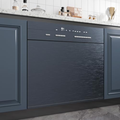 LACHEERY Brushed Stainless Steel Contact Paper for Appliances Thick Navy Blue Metallic Wallpaper Peel and Stick Blue Contact Paper for Kitchen Cabinets Drawers Fridge Countertops Vinyl Wrap 15.8"x80" - Image 4