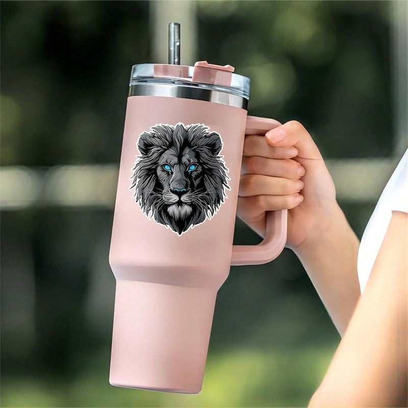 Blue Eyed Black Lion PVC Sticker 3 Inch Majestic Animal Decal For Laptops Cups Bicycles - Image 4
