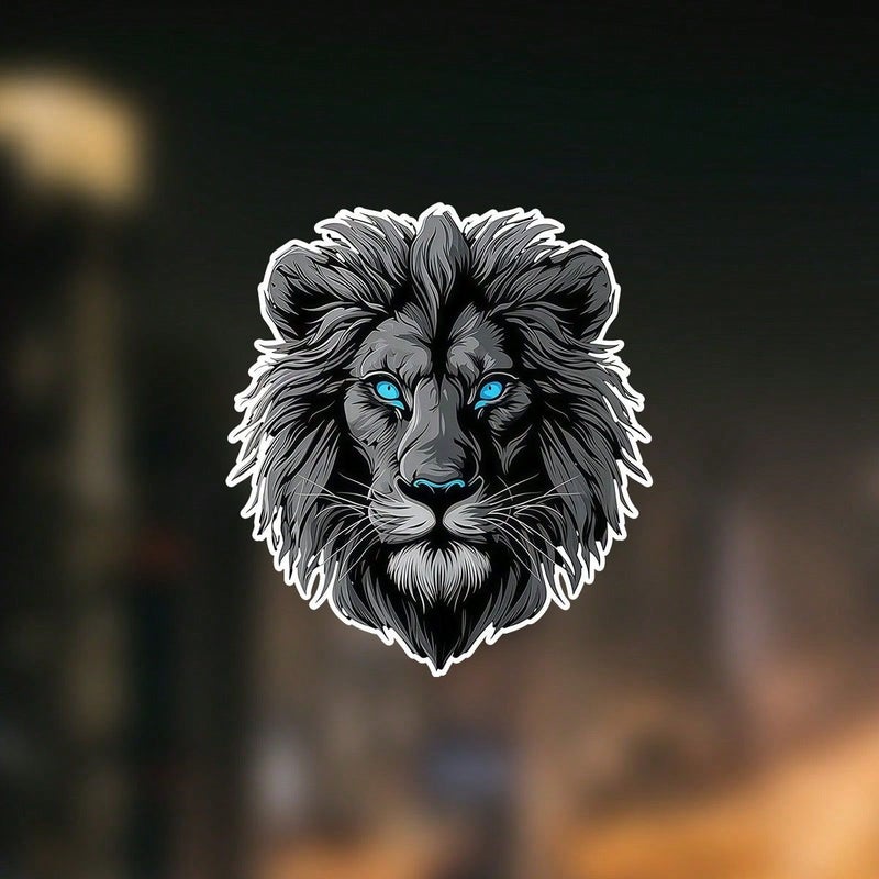 Blue Eyed Black Lion PVC Sticker 3 Inch Majestic Animal Decal For Laptops Cups Bicycles - Image 1