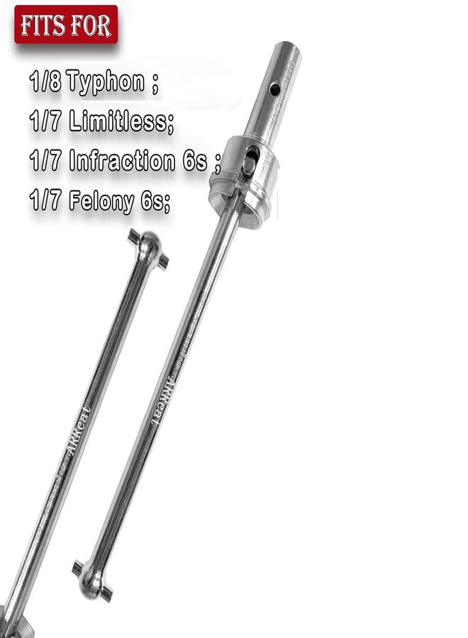 مجموعة ترقية عمود الدوران من ARRCat لسيارات Typhon 6s Blx و Infraction 6s Blx و Felony 6s Blx و Limitless Roller بمقياس 1/8، تتضمن 4 قطع من محاور عمود الدوران الأمامي والخلفي (إصدار مُحسّن)، لون فضي. - Image 2