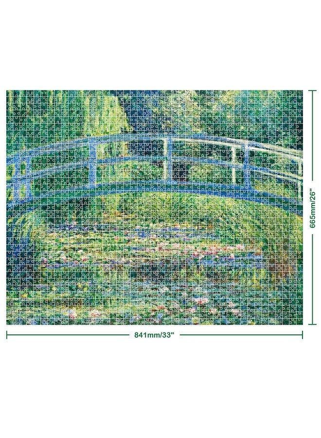 Hinkler Mindbogglers Platinum 1500-Piece Jigsaw Puzzle: Bridge Over A Pond Of Water Lilies By Monet - Jigsaws For Adults -Deluxe Jigsaw Puzzles - 33X26In - Intricate Puzzles -Advanced Jigsaws-Hobbies - Image 4