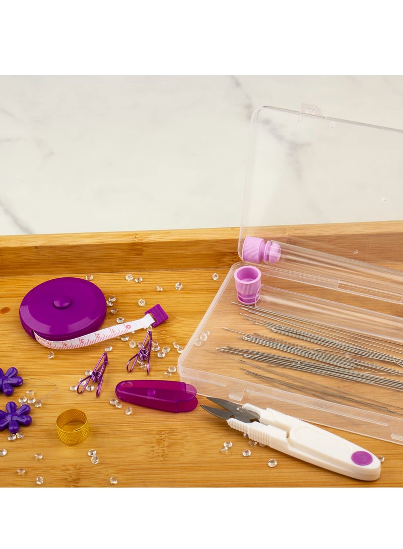 SOLARAE 58Pcs Beading Needles for Jewelry Making Seed Beads Tools Include 40 Long Straight and 8 Big Eye Beading Needles Needle Bottle Thimble Needle Threaders Securing Clip and Tape Measure - Image 2