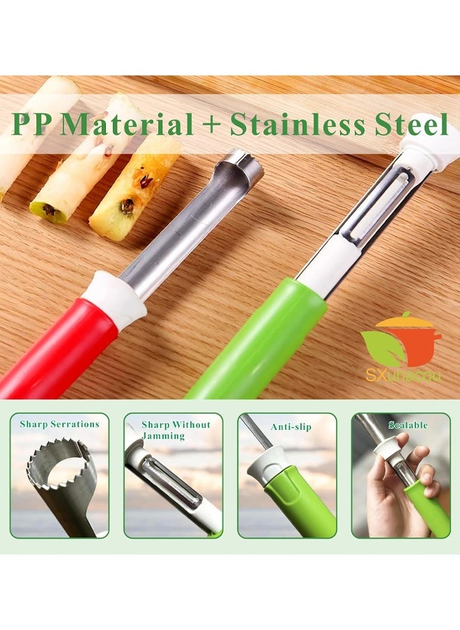 Generic - Telescopic Fruit Core Peeling Machine Multifunctional Stainless Steel Apple Pear Vegetable 2-1 Peeling Machine Home Kitchen Tool (Red) - Image 1