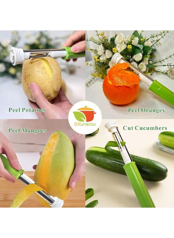 Generic - Telescopic Fruit Core Peeling Machine Multifunctional Stainless Steel Apple Pear Vegetable 2-1 Peeling Machine Home Kitchen Tool (Red) - Image 1