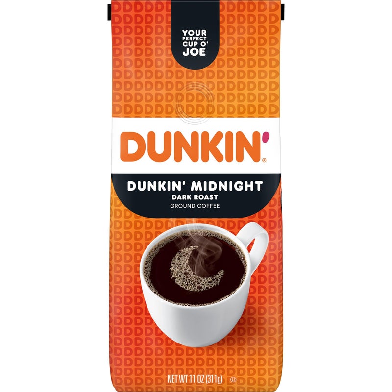 Dunkin Donuts Dunkin’ Midnight Dark Roast Ground Coffee, 11 Ounce (Pack of 1) - Image 1