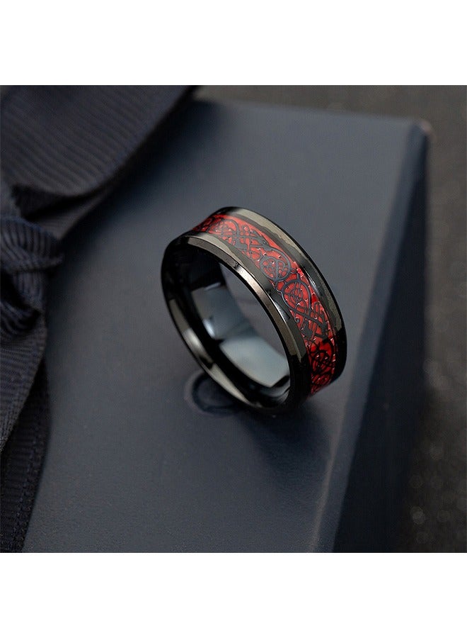 Stainless Steel Dragon Inlay Ring - Image 2