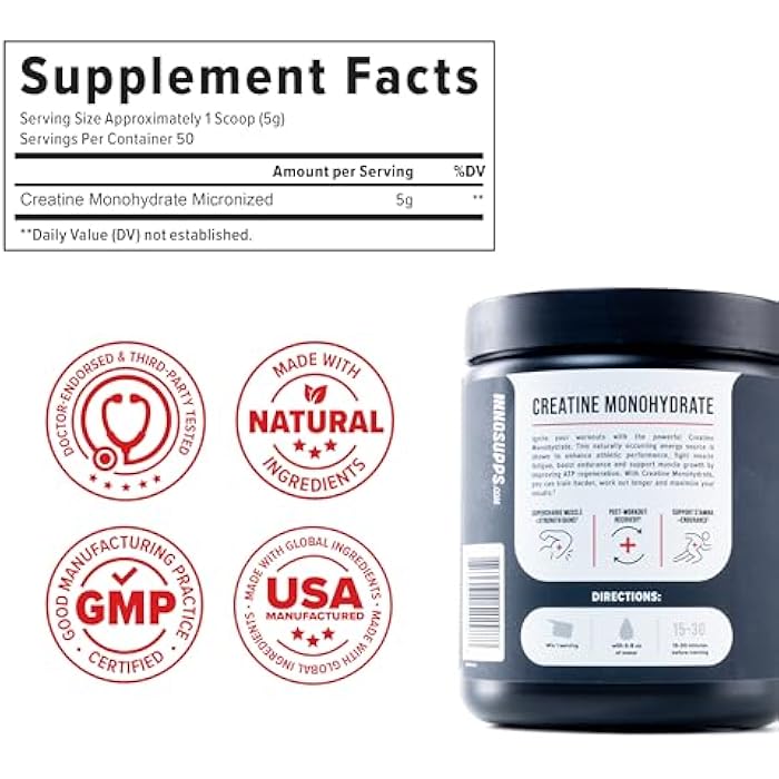 InnoSupps Creatine Monohydrate Powder - Pure Micronized Creatine Powder for Strength, Muscle Growth & Recovery - Doctor-Trusted, No Fillers, Unflavored (50 Servings) - Image 4