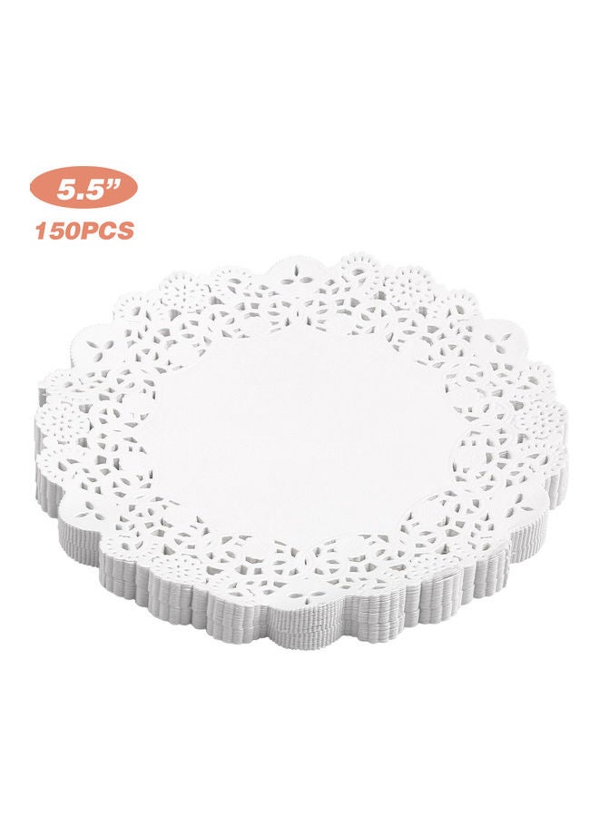 NIBEMINENT Disposable Decorative Round Paper Tableware Decoration For Cake Dessert 150 Pieces White 13.5*2*13.5cm - Image 1