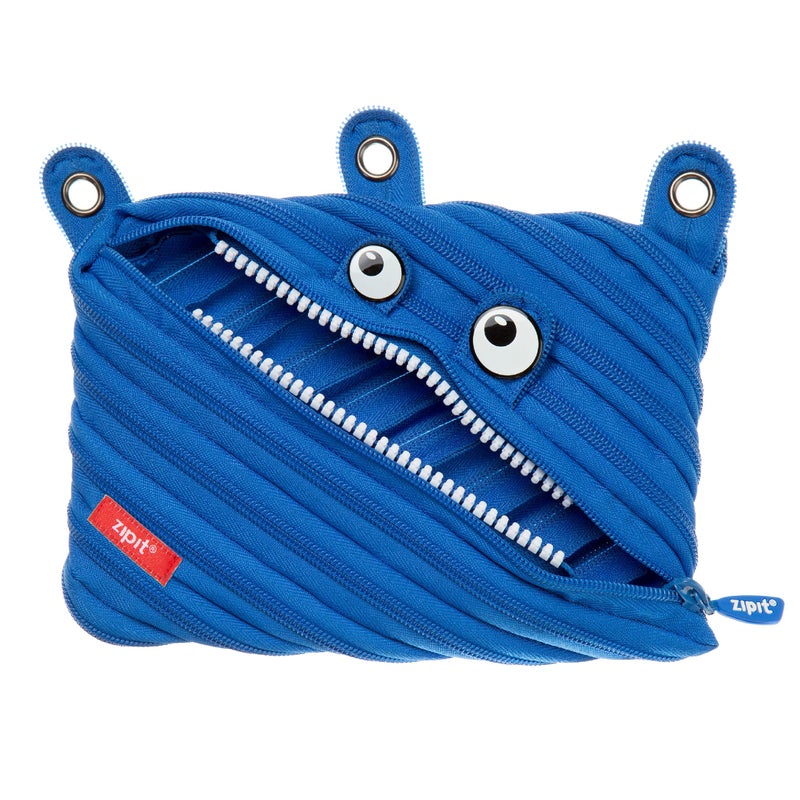 ZIPIT Monster Pencil Case for Kids Cute 3Ring Binder Pencil Pouch for Boys Girls and Teens Stationery Bag for School Blue