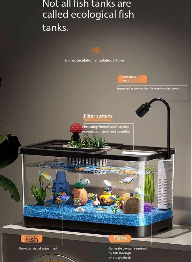 JCB CHIC 4K Ultra Clear Ecological Fish Tank ，360° View Desktop Aquarium with Quiet Filtration System, LED Grow Light and Planter，Aquarium Glass Betta Fish Tank Starter Kits Starter Kit For Home Office Decor, Betta Fish(L) - Image 5