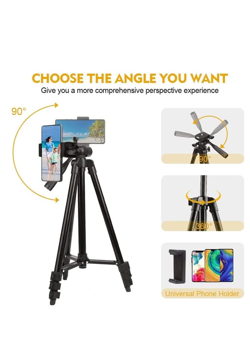 Phone Tripod, 50" Extendable Travel Video Tripod Stand for Phone and Camera with Bluetooth Remote Shutter and Phone Clip, Compatible with iPhone & Android Phone  - Image 4