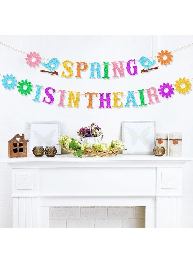 HOWAF Spring is in The Air Colorful Glittery Banner,Hello Spring Sun Flowers Bunting Banner Garland for Happy Spring Party,Spring Easter Flower Garland, Spring Mantel Fire Place Party Decorations - Image 5