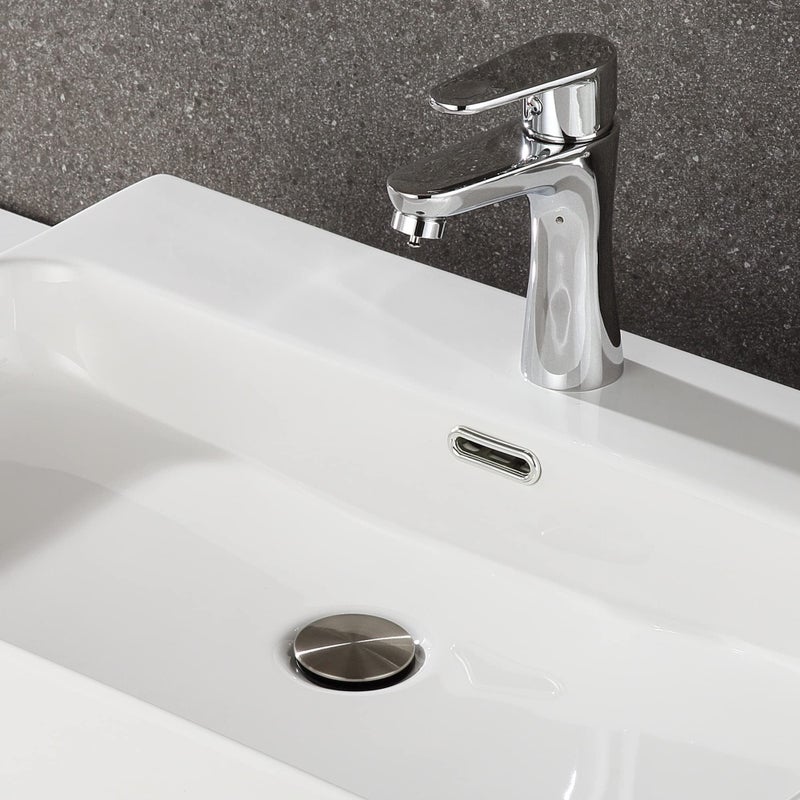 TIORIY Pop Up Bathroom Sink Drain - Bathroom Sink Stopper with Overflow for Faucet Vessel, Push Type Bathroom Sink Vanity Assembly with Strainer, Brushed Nickel - Image 5
