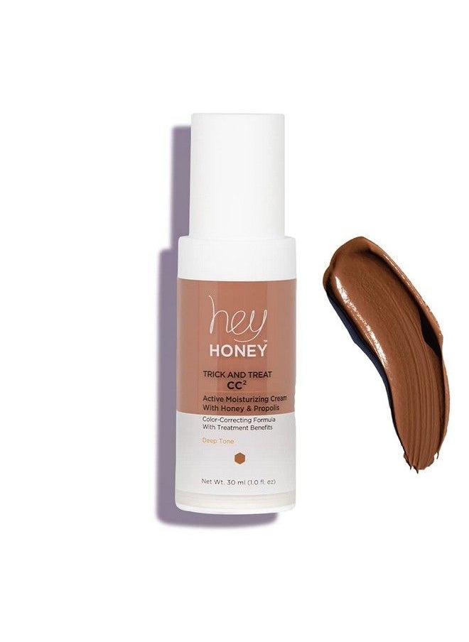 Hey Honey - Trick And Treat Cc² Active Moisturizing Color Correcting Cream With Honey & Bee Propolis | One Step For Natural Coverage & Active Moisturizing | Best Cover For Rosacea & Mature Skin | 1 Oz (Deep) - Image 1