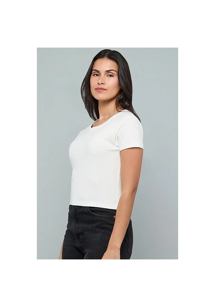أر أند بي Ribbed Top with Round Neck and Short Sleeves