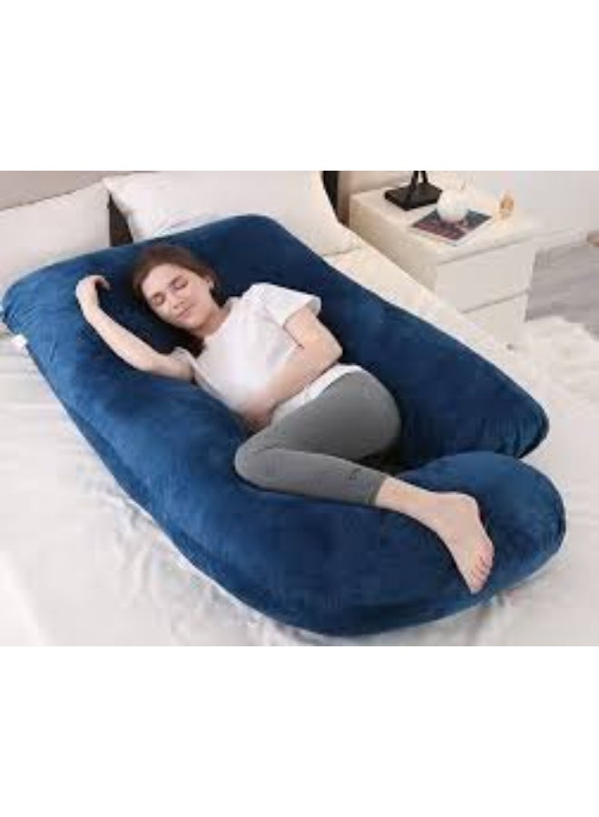 Pregnancy Pillows for Sleeping, U Shaped Full Body Removable Velvet Cover - Support for Back, Legs, Belly, HIPS for Pregnant Women, Navy Blue - Image 2
