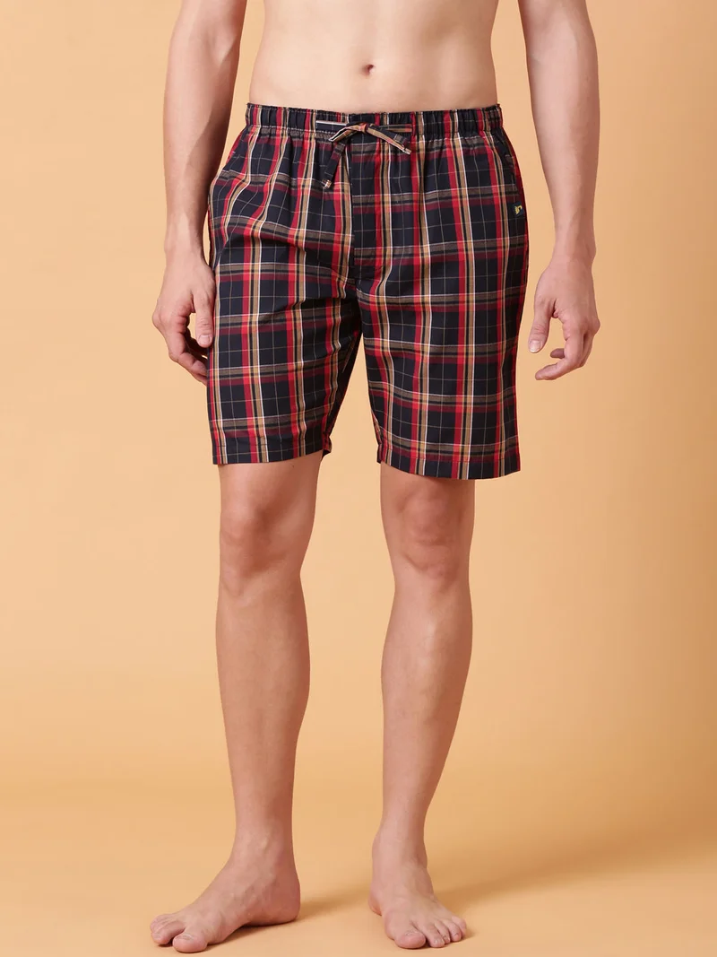 Joven JOVEN Men Checked Cotton Lounge Shorts