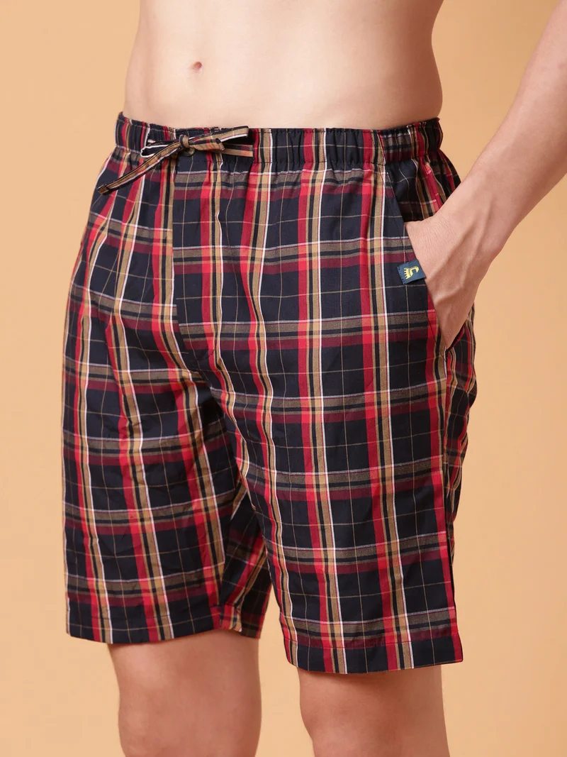 Joven Multicolor JOVEN Men Checked Cotton Lounge Shorts  | Best Price UAE