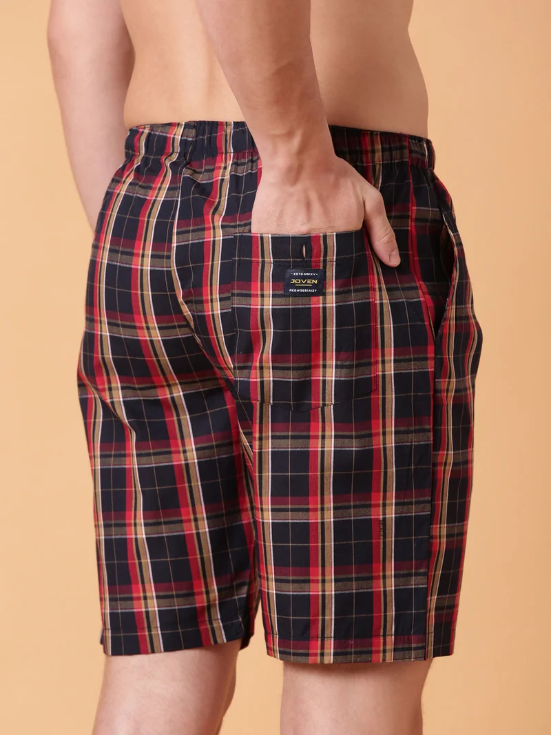 Joven Multicolor JOVEN Men Checked Cotton Lounge Shorts  | Best Price UAE