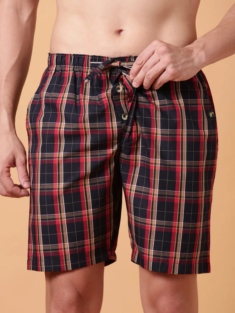 Joven Multicolor JOVEN Men Checked Cotton Lounge Shorts  | Best Price UAE