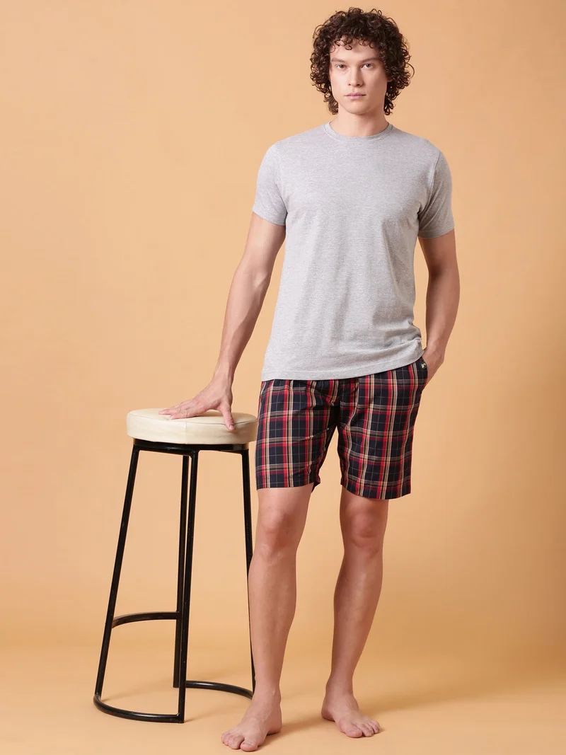 Joven Multicolor JOVEN Men Checked Cotton Lounge Shorts  | Best Price UAE