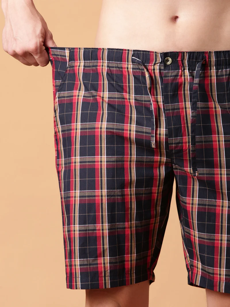 Joven Multicolor JOVEN Men Checked Cotton Lounge Shorts  | Best Price UAE