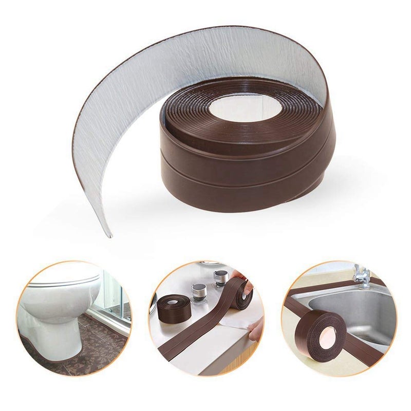 Trifecta Waterproof Seal Caulk Strip Tape Self Adhesive PVC Sealing for Kitchen Bathroom Caulking Tape for Countertop, Kitchen Sink Basin Edge Shower Toilet and Wall (Brown, Small, Pack of 1) - Image 4
