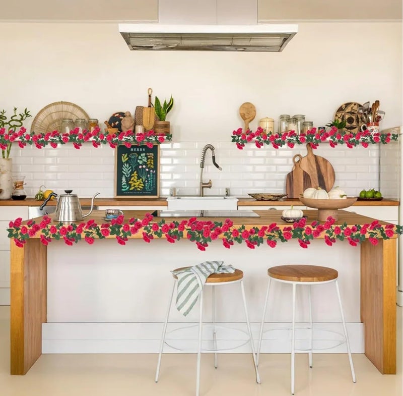 VRB Dec 1 قطعة من زهور صناعية متدلية من الزهور الاصطناعية للتزيين، غارلاند من زهور البيونيا الصغيرة (طول 6 أقدام) زهور حرير البيونيا للديwali/غانباتي/عيد الميلاد (وردي متدرج)، 10 سم - Image 3