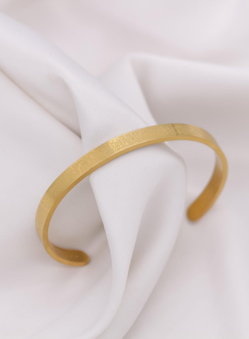 Minimalist Gold Cuff Bracelet, Textured Design, Open Band  - Image 1