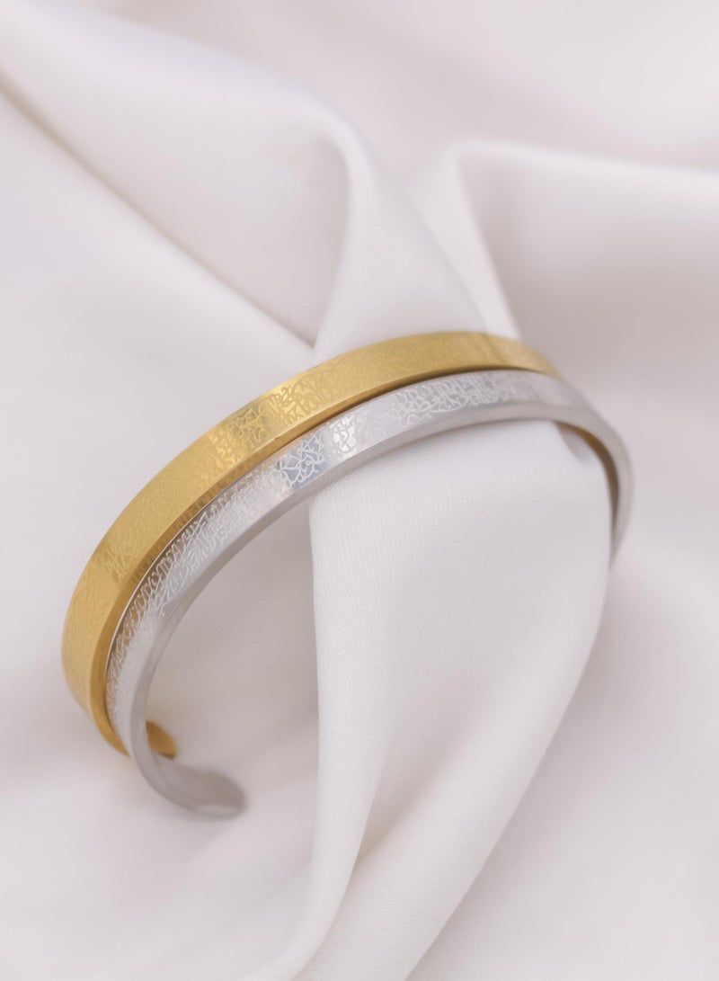 Minimalist Gold Cuff Bracelet, Textured Design, Open Band  - Image 2