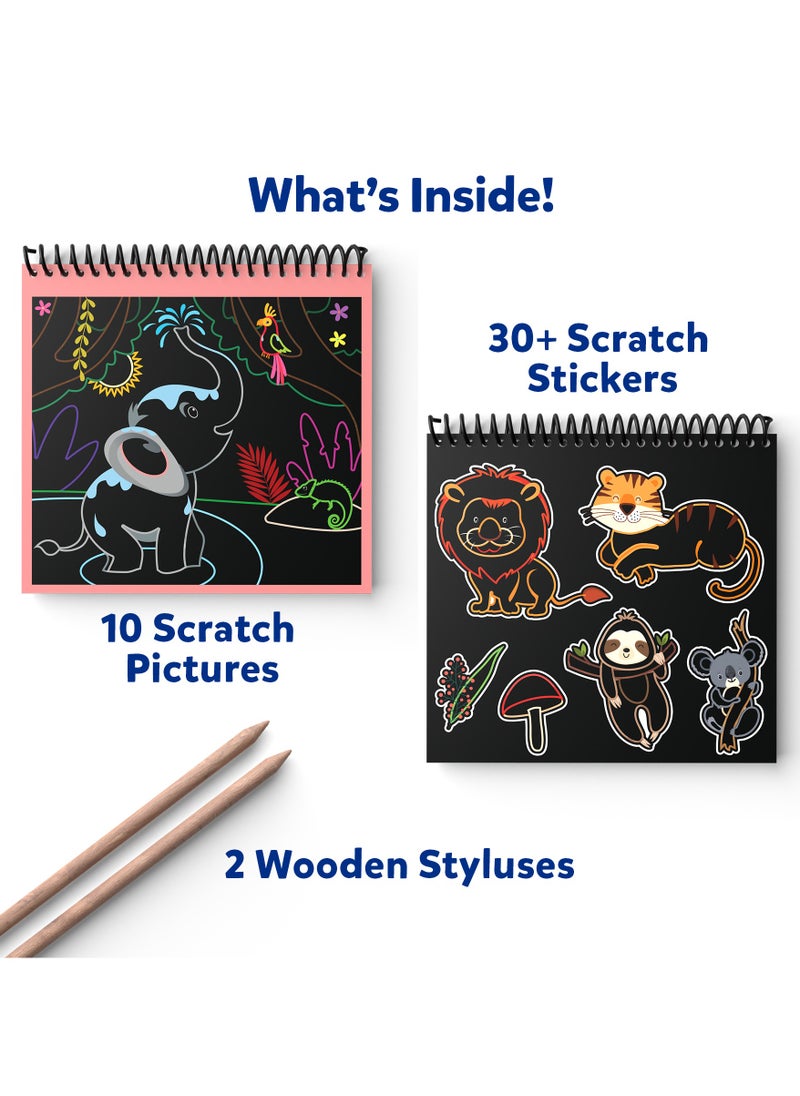 Skillmatics Magical Scratch Art Book for Kids - Amazing Animals, Craft Kits & Supplies, 30+ Scratch Stickers, Travel Toys, DIY Kit, Gifts for Boys & Girls Ages 3, 4, 5, 6, 7, 8  - Image 2