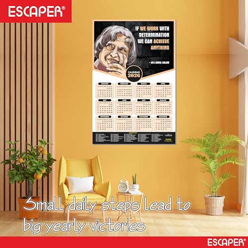 ESCAPER Dr. APJ Abdul Kalam Motivational Wall Calendar 2026 & Inspirational Quotes (12 x 18), Famous Quotes Wall Calendar 2026, Ideal for Room Decoration, Wall Art - Image 5