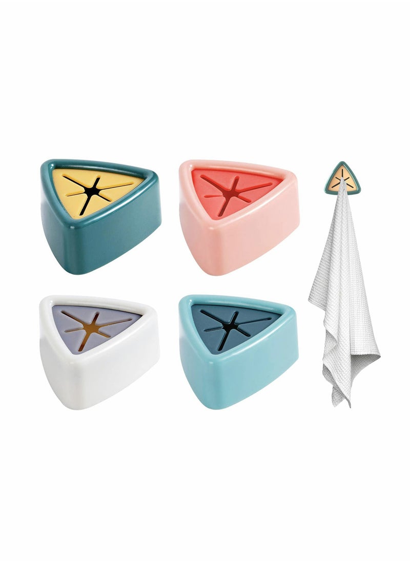 SYOSI 4 Pieces Self Adhesive Push Hooks for Towel, Kitchen Towel Holder, Bathroom Organization, Wall Mount Push in Towel Holder for Kitchen Bathroom, No Drilling Required  - Image 1