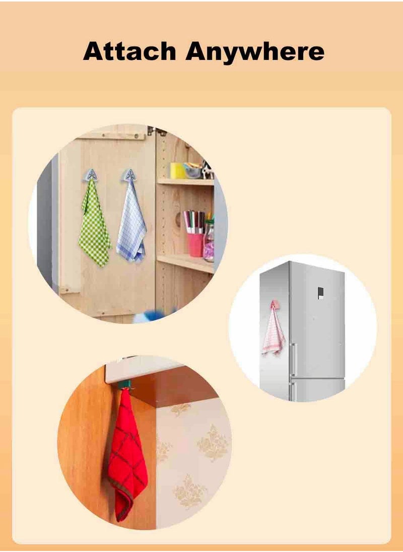 SYOSI 4 Pieces Self Adhesive Push Hooks for Towel, Kitchen Towel Holder, Bathroom Organization, Wall Mount Push in Towel Holder for Kitchen Bathroom, No Drilling Required  - Image 5