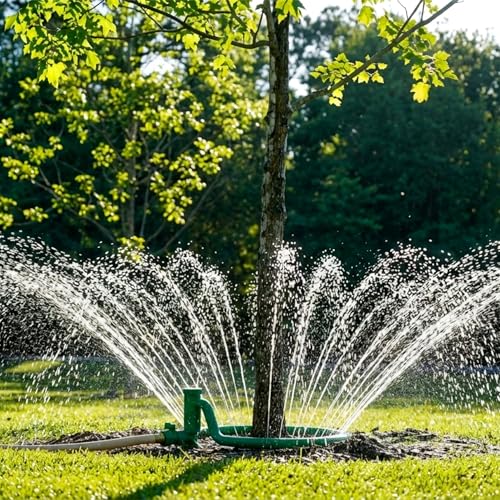 Tree Hugger Tree Watering System - 360° Outward Spray Tree Watering Ring - Sprinkler Ring for Trees & Shrubs - Reaches The Nutrition Zone for Tree Root Watering (11 Inch) - Image 1