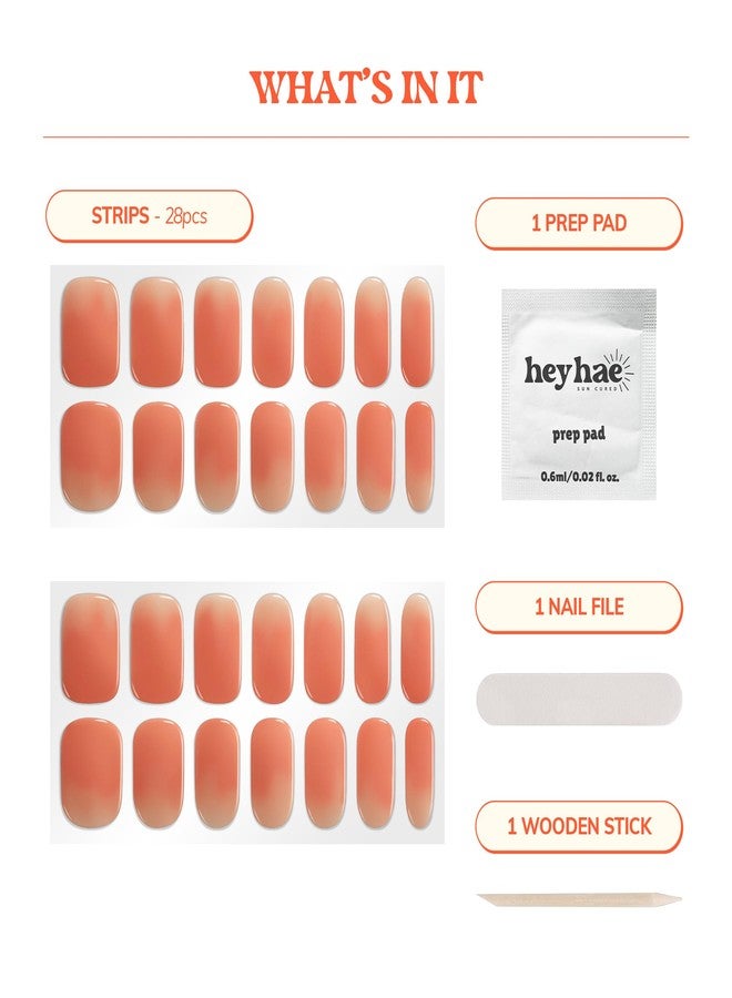 Heyhae Semi Cured Gel Nail Strips | Sun Cured No LED Lamp Needed Easy Apply & Remove | Includes 28 Strips, 1 Prep Pad, 1 Nail File & 1 Wooden Stick - Hey, You're My Sunshine - Image 3